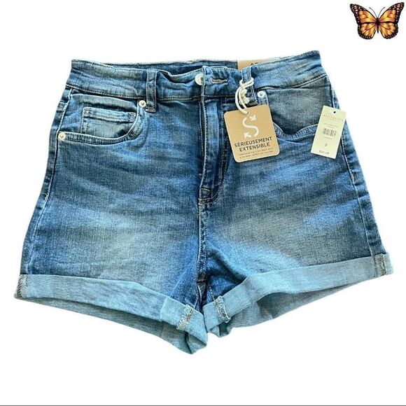 AEROPOSTALE Super High Rise Midi Length Shorts Size 2 - Picture 1 of 7